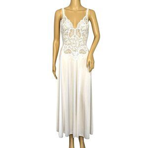Olga Vintage 91060 Nylon/Spandex Elegant White/Ivory Lace & Satin Sleeveless Nig